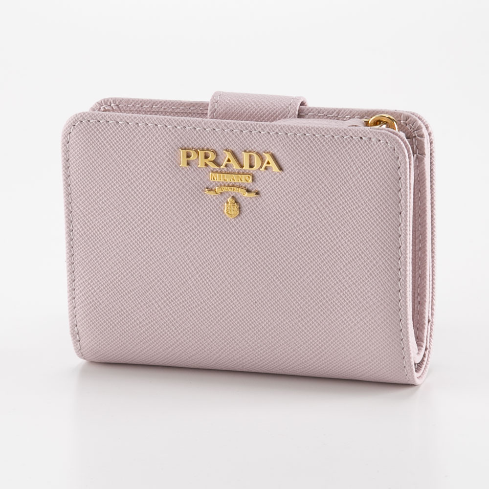 お値下げPRADA サフィアーノレザー 最新 二つ折り財布 ピンク マルチ