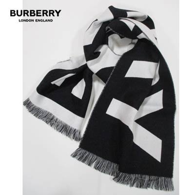 BURBERRY ロゴ入りマフラー ブラック/ホワイト 楽天市場】バーバリー