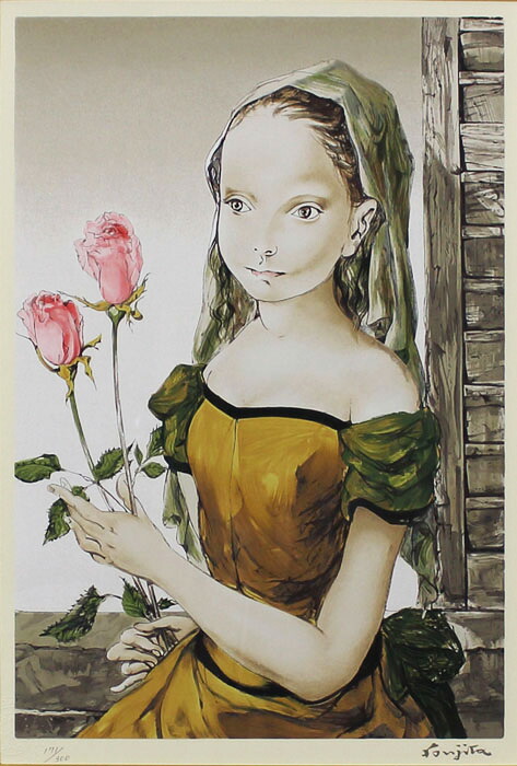 楽天市場】藤田嗣治『花を持つ少女』シルクスクリーン版画 : 内田画廊