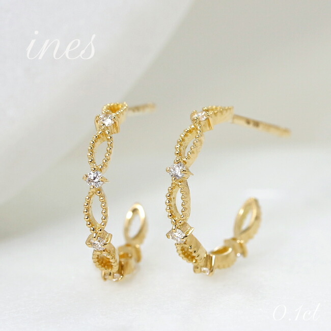 ハ*チ様 【本物保証】K10PG 天然ダイヤモンド 計0.38ct ピアス 一粒 楽天