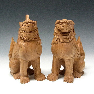 楽天市場】木彫りの狛犬(獅子狛犬) 高さ17cm 国産欅 置物 [Ryusho
