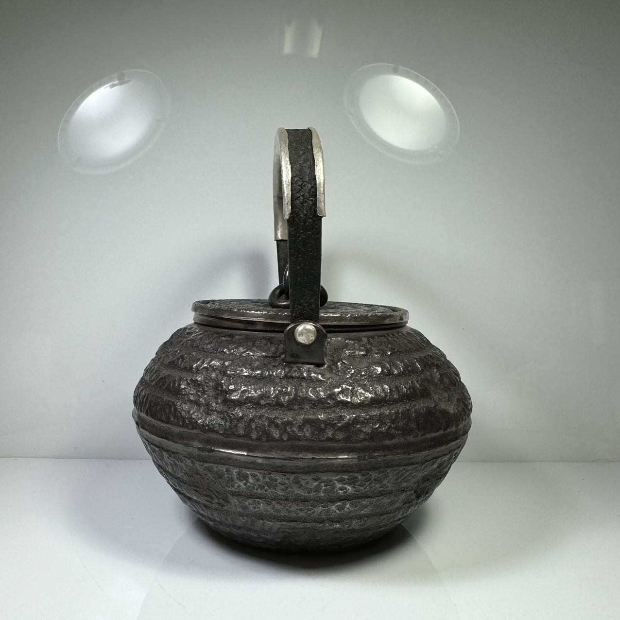 純銀製 薬缶 貴石摘 藤手 銀瓶 美術品 煎茶 純銀保証 純銀製 薬缶 貴石