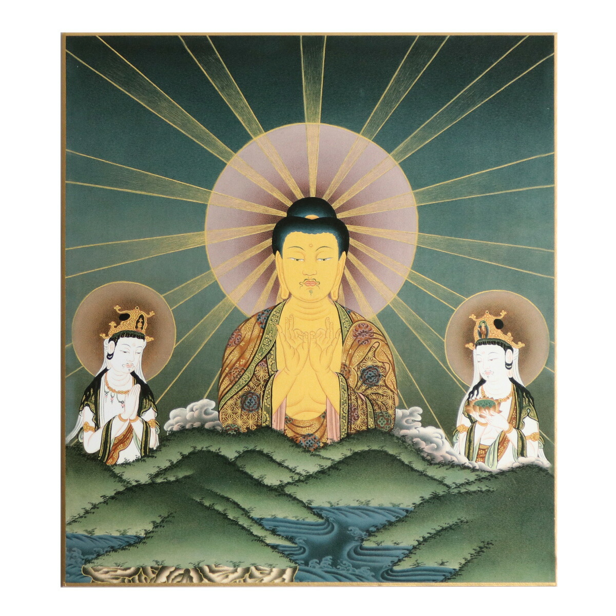 楽天市場】仏画色紙 山越え阿弥陀三尊 送料無料 送料込み （※送料無料