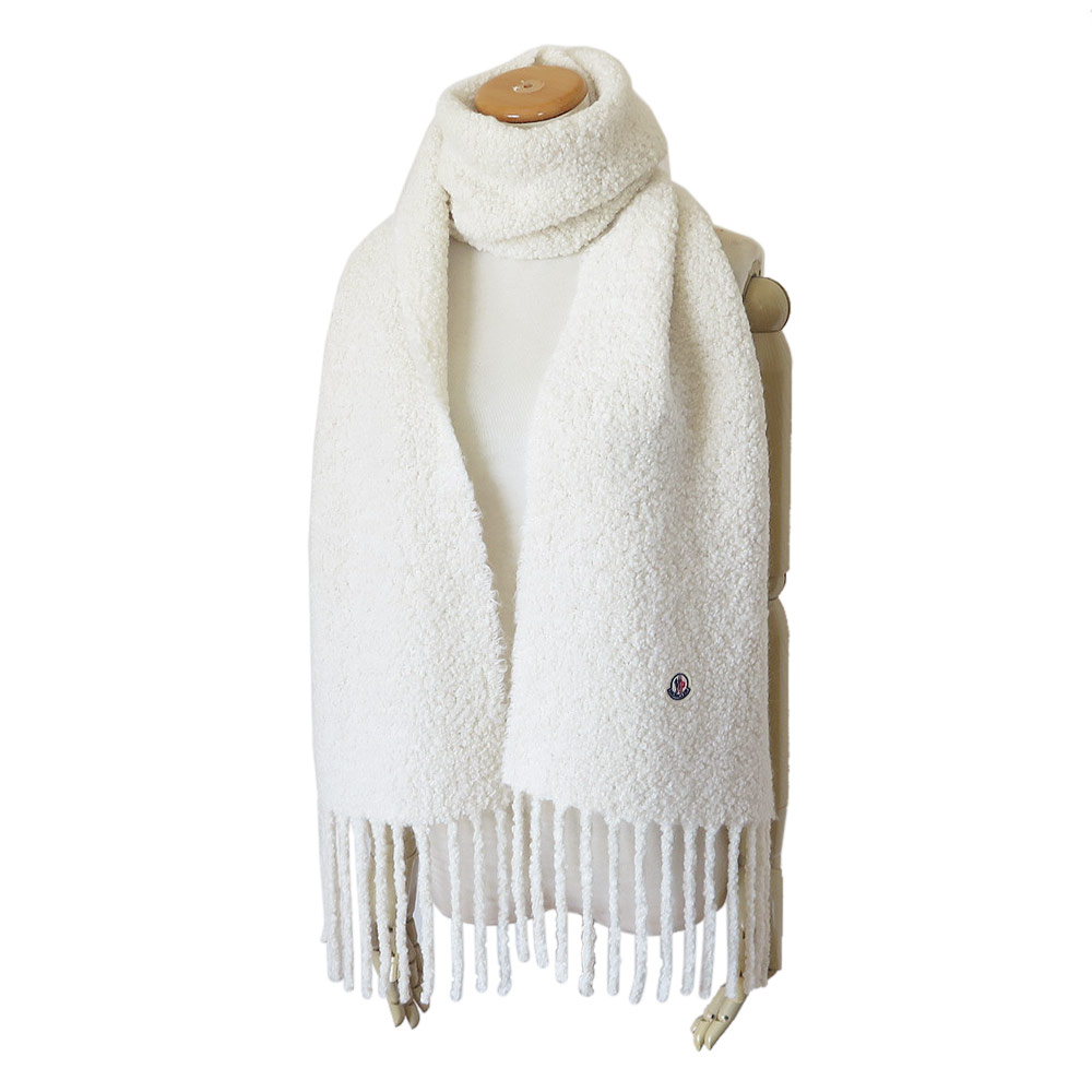 MONCLER モンクレール マフラー ストール 中綿ロゴチケット ウール