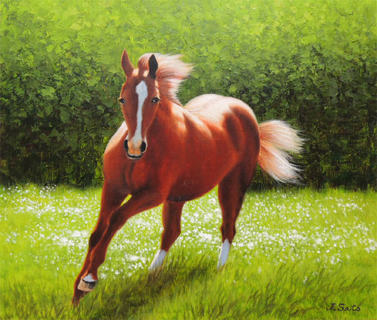 うま年SALE】馬 油絵 10号 額縁と油絵 午年 絵画 馬 油彩画 Yahoo