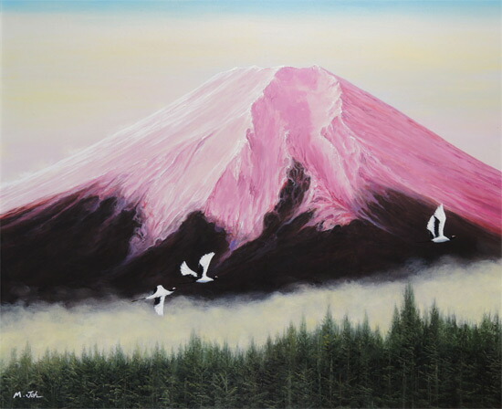 楽天市場】絵画 油絵 富士に鶴（霊峰富士） F20号 （城正樹） 送料無料