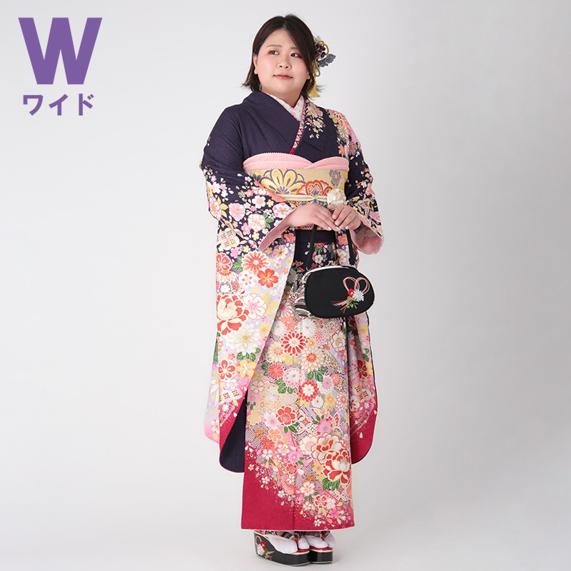 楽天市場】【成人式 振袖 レンタル】RS1212 正絹 紺 桜菊花に宝づくし