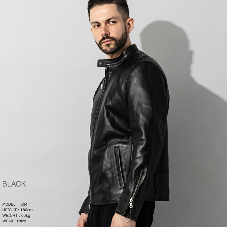 BOSS ブラックレザー シングルライダースジャケット BOSS レザー