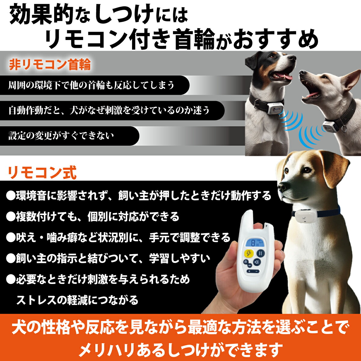 楽天市場】【P2倍】 無駄吠え防止首輪 リモコン操作 犬 しつけ バーク