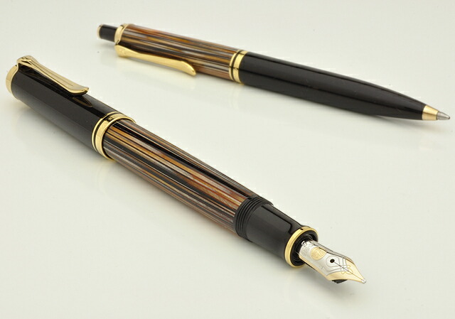 Pelikan400茶縞18K750万年筆字幅B吸入式 Pelikan400茶縞18K750万年筆字