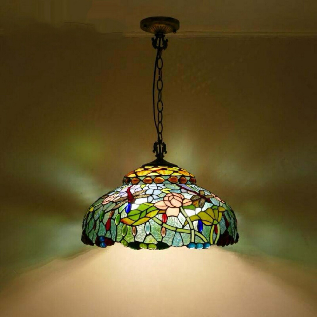 503 ペンダントライト ステンドグラス レトロ 北欧 アンティーク LED