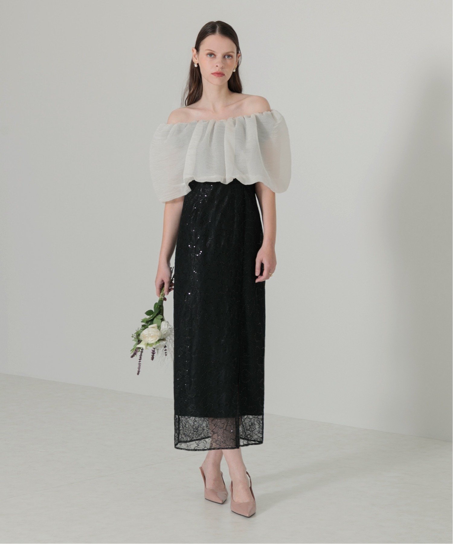 LEJA 2WAYオフショルダーパフスリーブマーメイドドレス LEJA】2WAYオフ