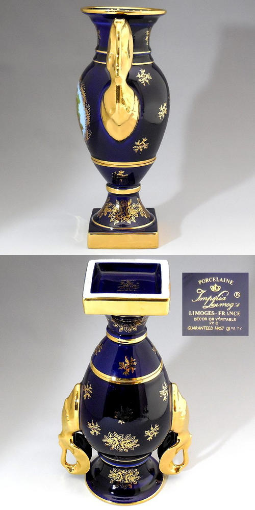 楽天市場】フランス リモージュ Limoges コバルトブルー 壺 GUARNTEED
