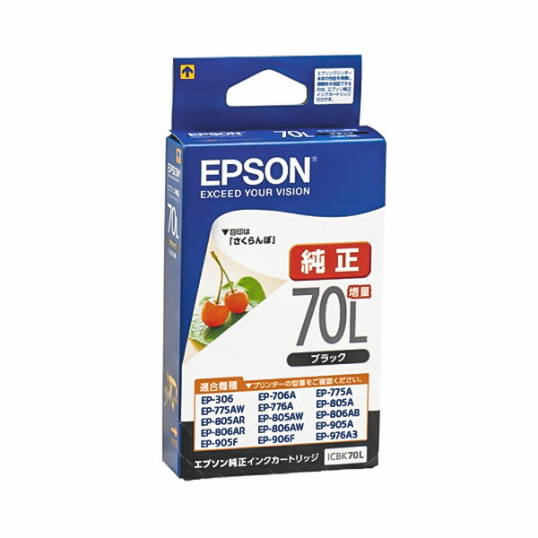 楽天市場】エプソン 純正インク ICBK70L （ブラック・増量） カラリオ
