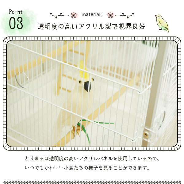 CUBE BOX α アクリル製バードケージ とりまる Mサイズ ホワイト CUBE
