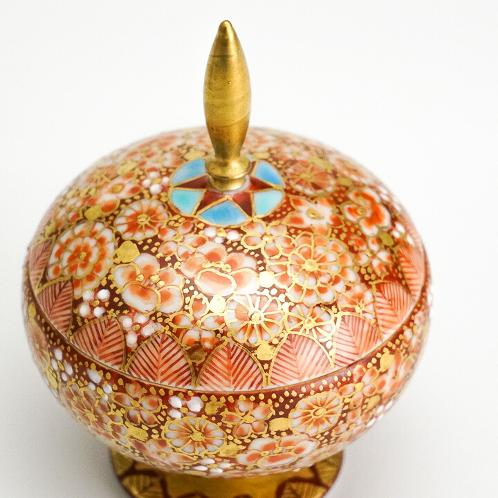 引取限定】花柄金箔装飾の蓋付き陶器壺 高さ1m 引取限定】花柄金箔装飾