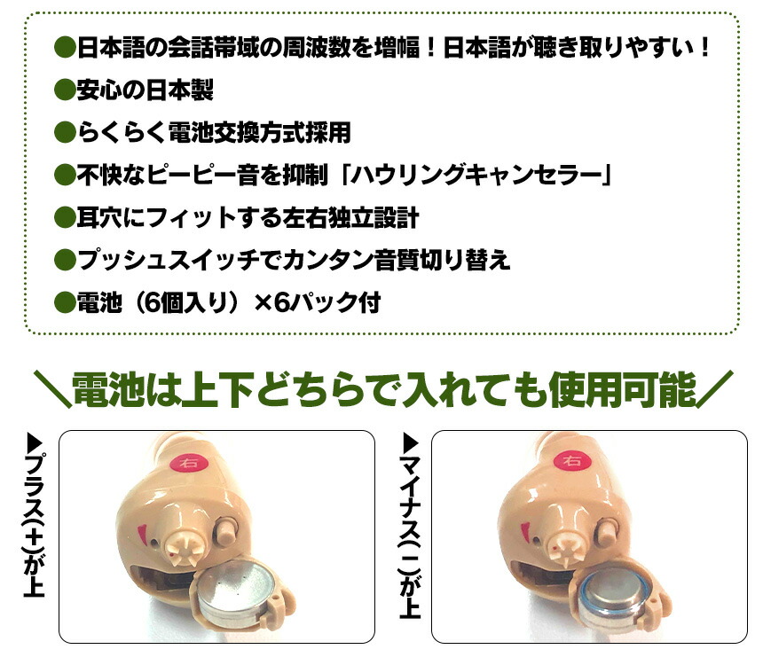ニコン耳穴型補聴器 集音器 右用＋電池19個 楽天市場】【送料