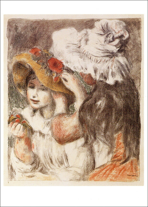 楽天市場】ポストカード アート ルノワール「花のピン飾りの帽子」105