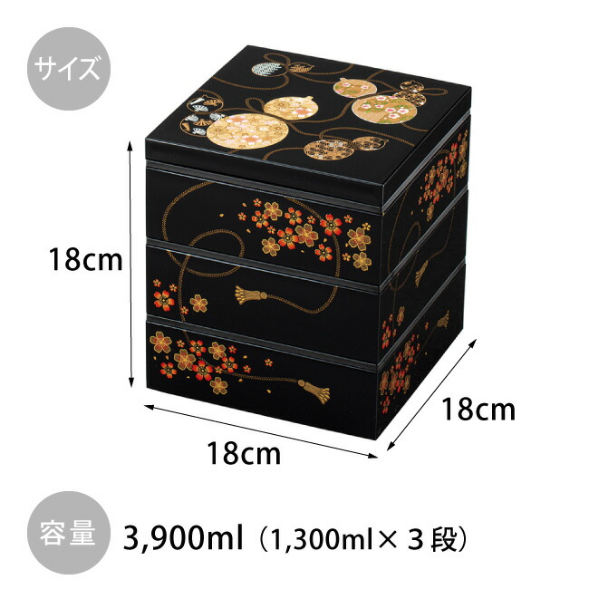 楽天市場】6.0寸 三段 角重 六瓢箪 ( むびょうたん ) 重箱 3段 正月