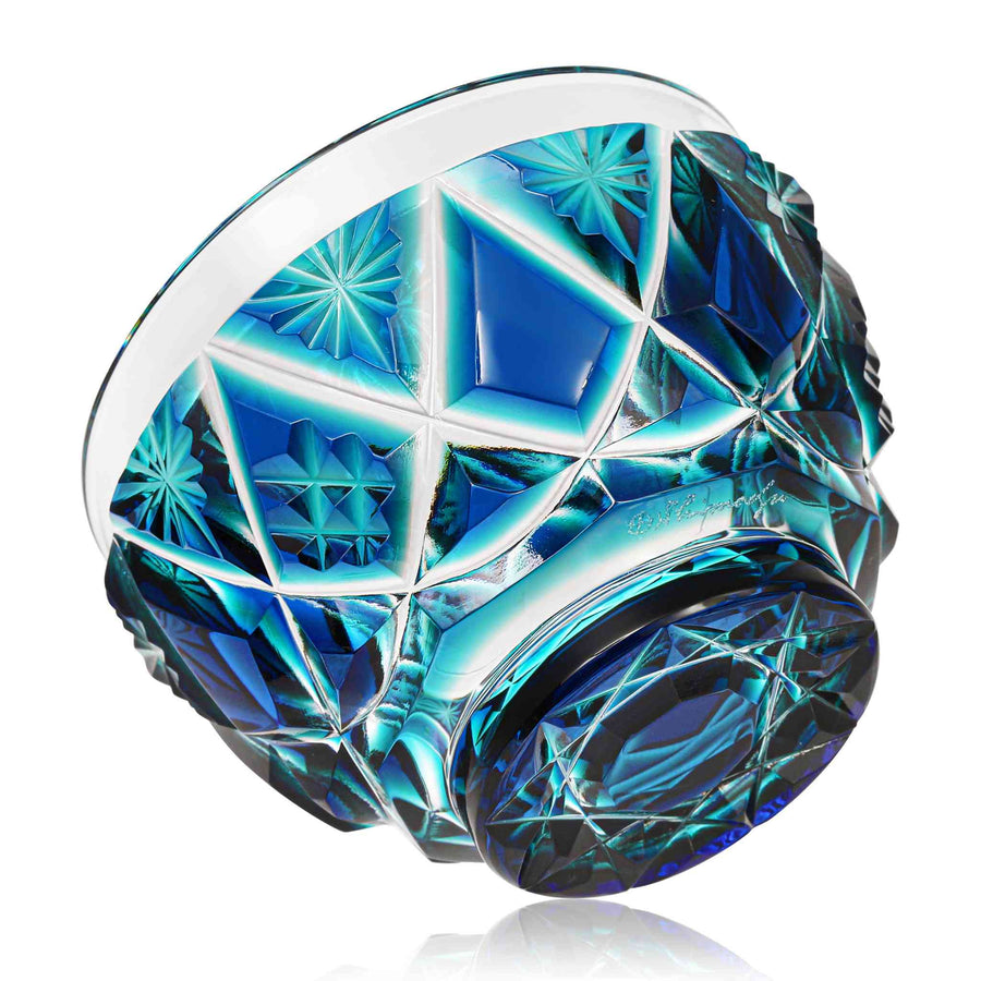 ガラス専門店｜薩摩切子｜島津切子｜二色酒盃 寿恵瑠(ジュエル)／ルリ