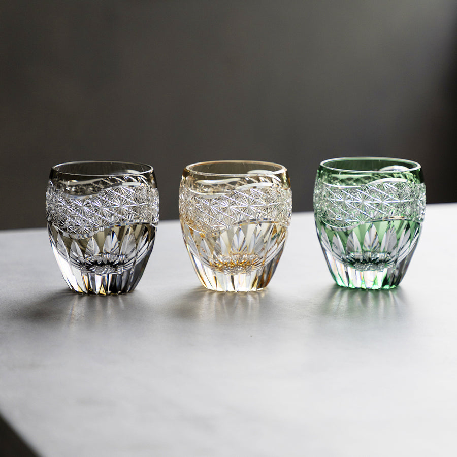 ガラス専門店 │ 江戸切子 │ 鍋谷 聰 │ ロック向日葵 緑 – TSUCHI-YA