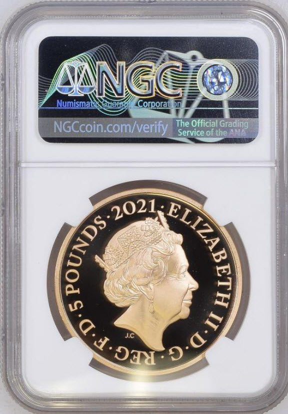 グレートブリテン2021年エリザベス女王生誕95周年1オンス5ポンド金貨