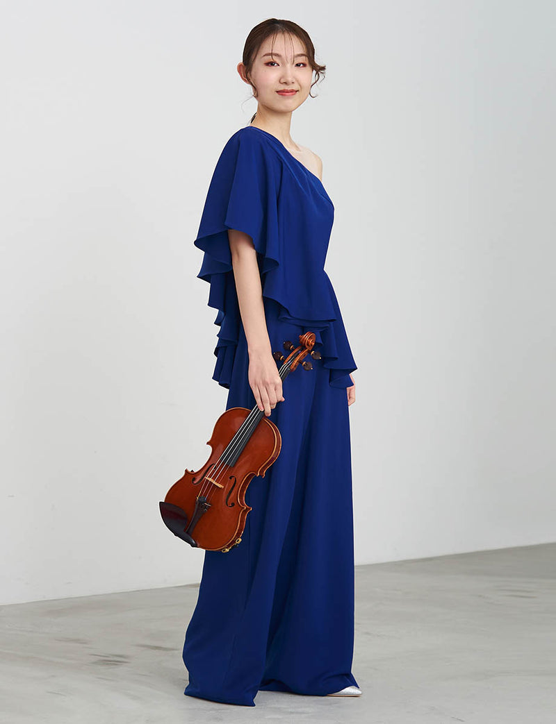 パンツドレス ノースリーブ ロイヤルブルー シフォン 演奏会 発表会