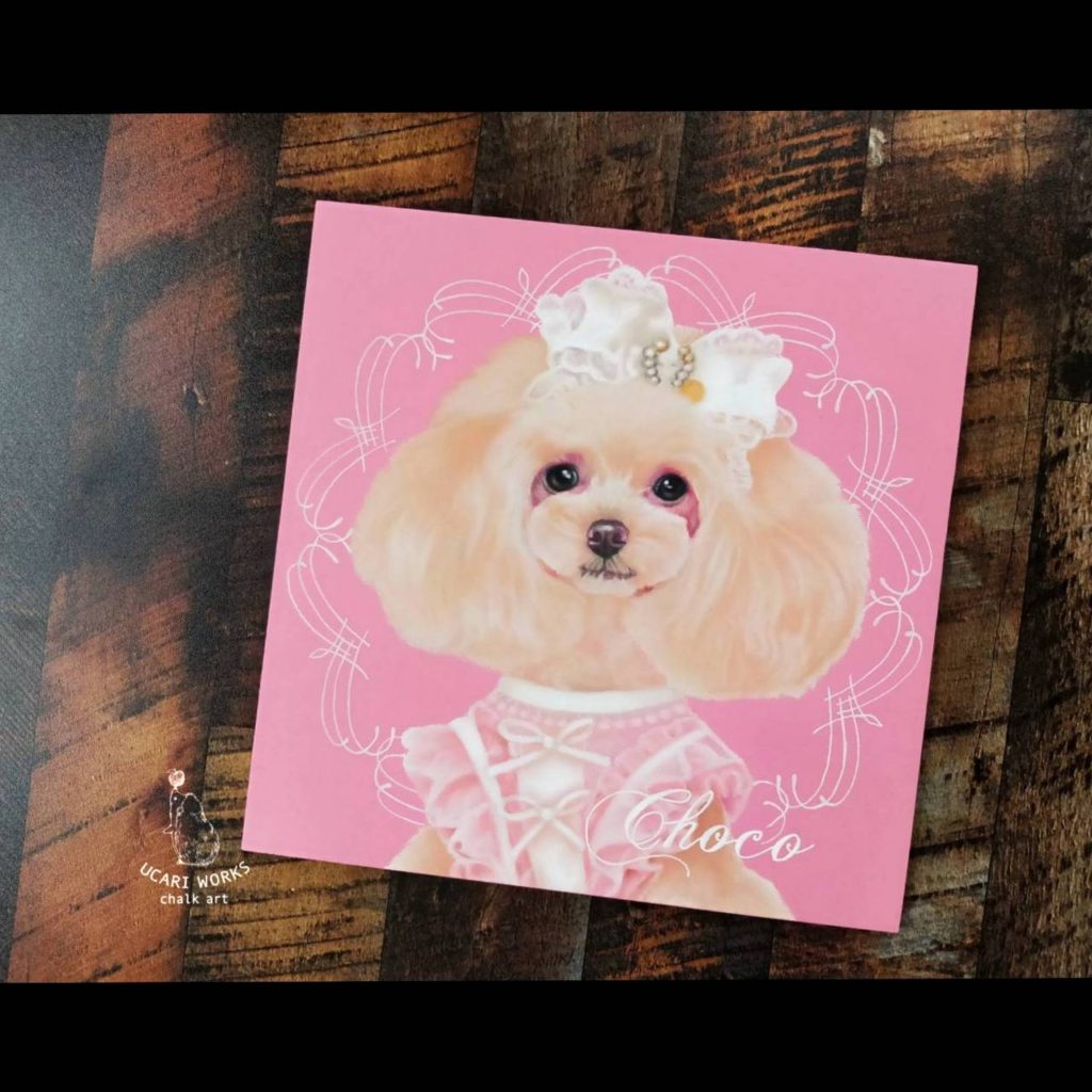 油絵 ちえ 花冠のかわいいトイプードル 油絵 ちえ 花冠のかわいいトイ