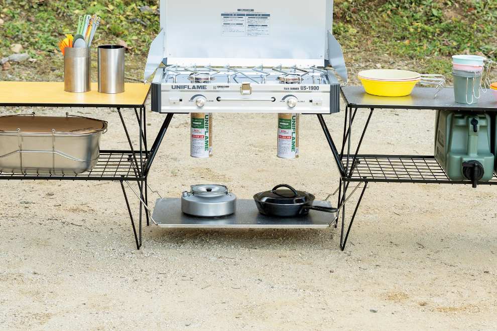 Orange×ユニフレーム フィールドラックテーブル 3個セット バッグ付