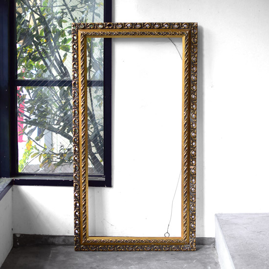 額縁 特大 ヴィンテージ 鏡 アンティーク F10？ フレーム 額縁