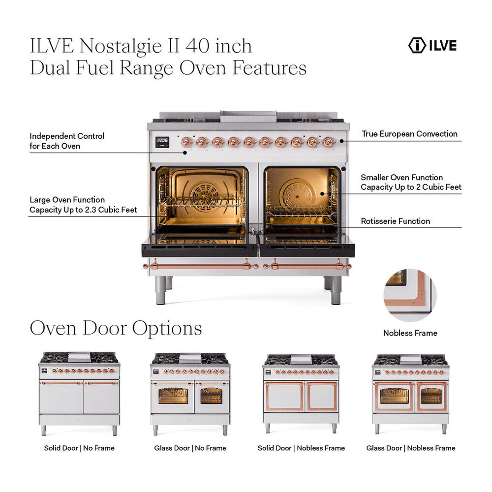 ILVE UPD40FNMPMGG Nostalgie II 40 inch Dual Fuel Range with Double