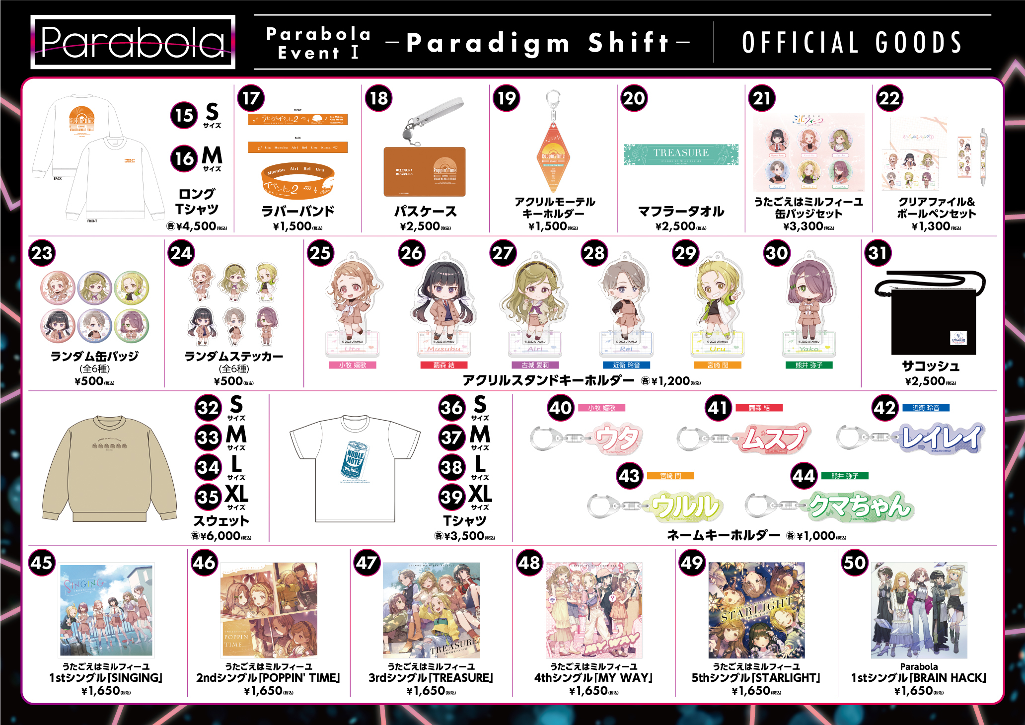 Parabola Event Ⅰ －Paradigm Shift－」の物販情報を公開！ | NEWS