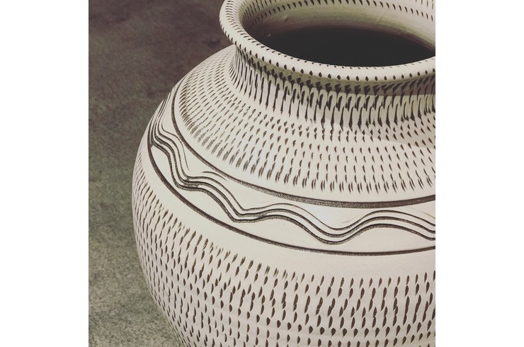 小鹿田焼 飛び鉋 飴釉大壺 花瓶 小鹿田焼 花器 壺 未