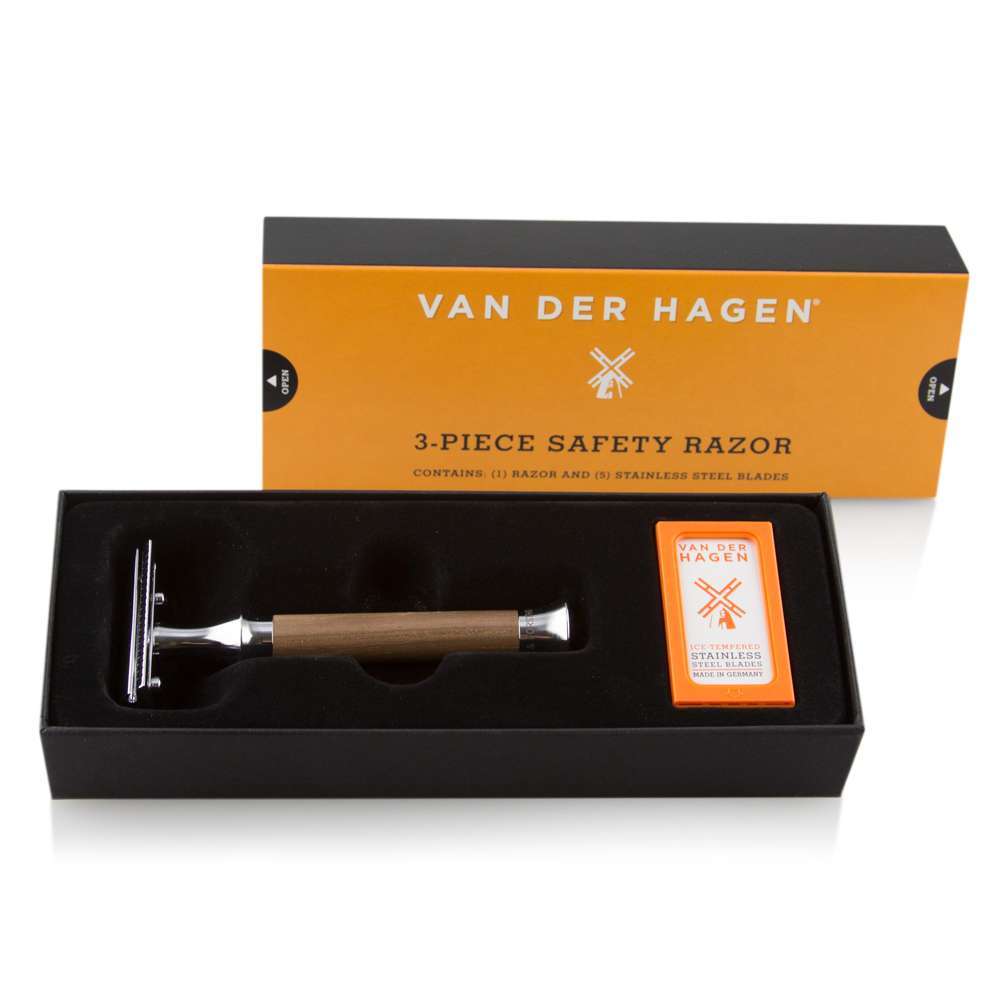 100mm Walnut Wood Safety Razor - Van Der Hagen