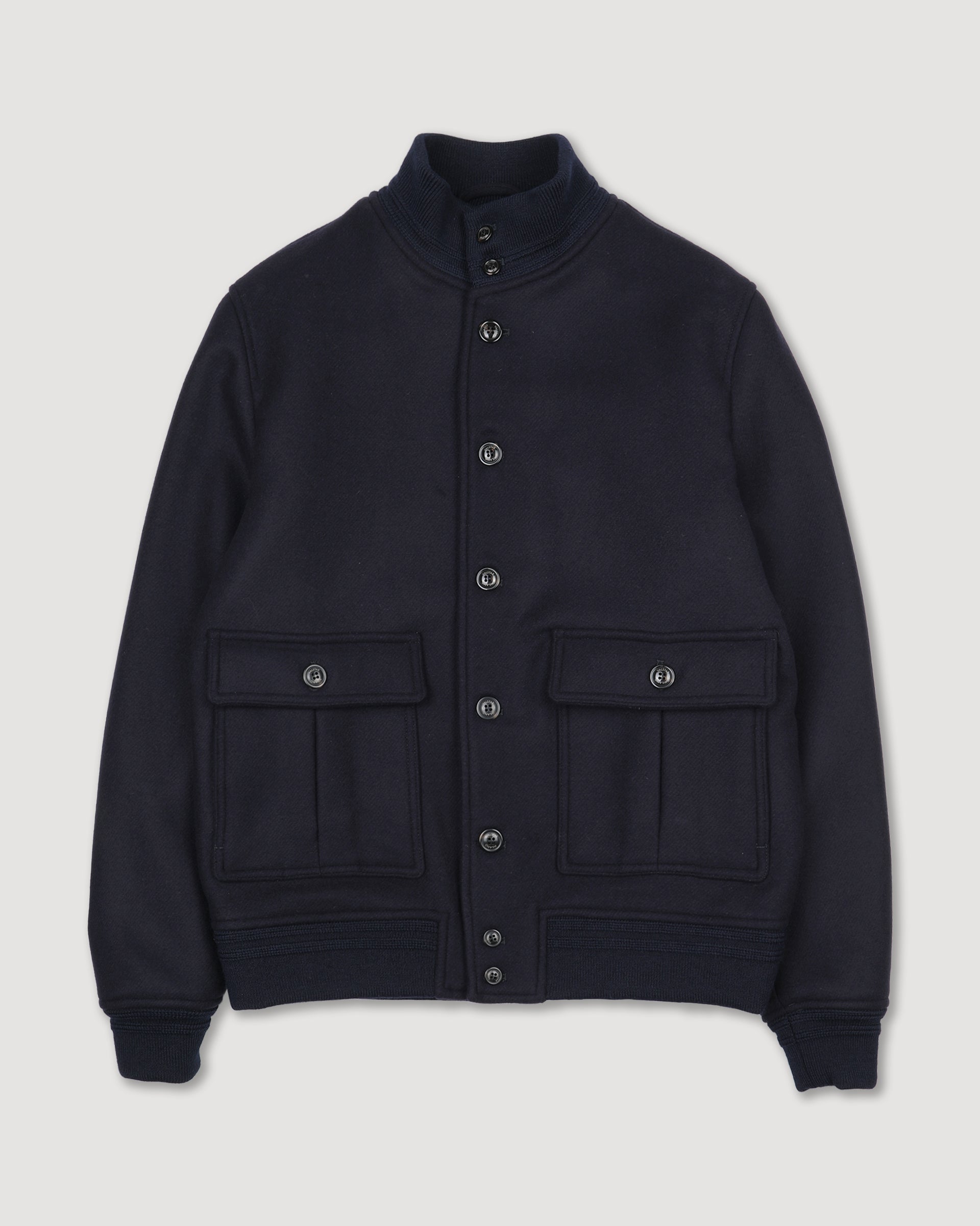 Valstarino jacket in virgin wool felt, lined. Blue - Navy