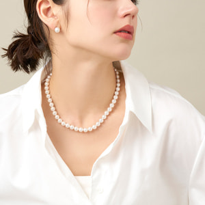 VFJD1808A_UW 貝パールネックレス/ピアス 2点セット BOX付き