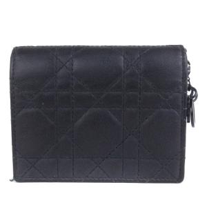 Dior ブラック キルティング三つ折り財布 ウォレット