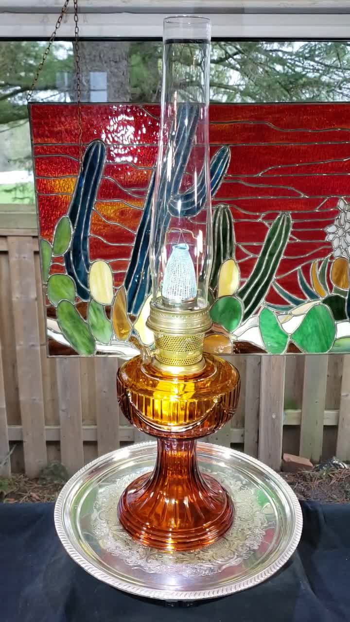 Vintage Amber Lincoln Drape Aladdin Oil Lamp - Model 23 - Etsy