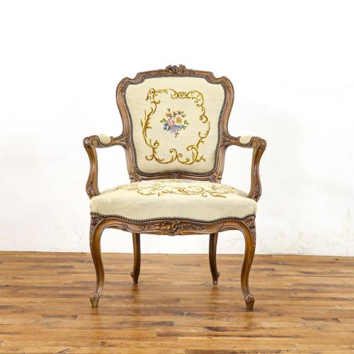 フレンチアンティーク アームチェア 肘掛け椅子 ウォールナット材