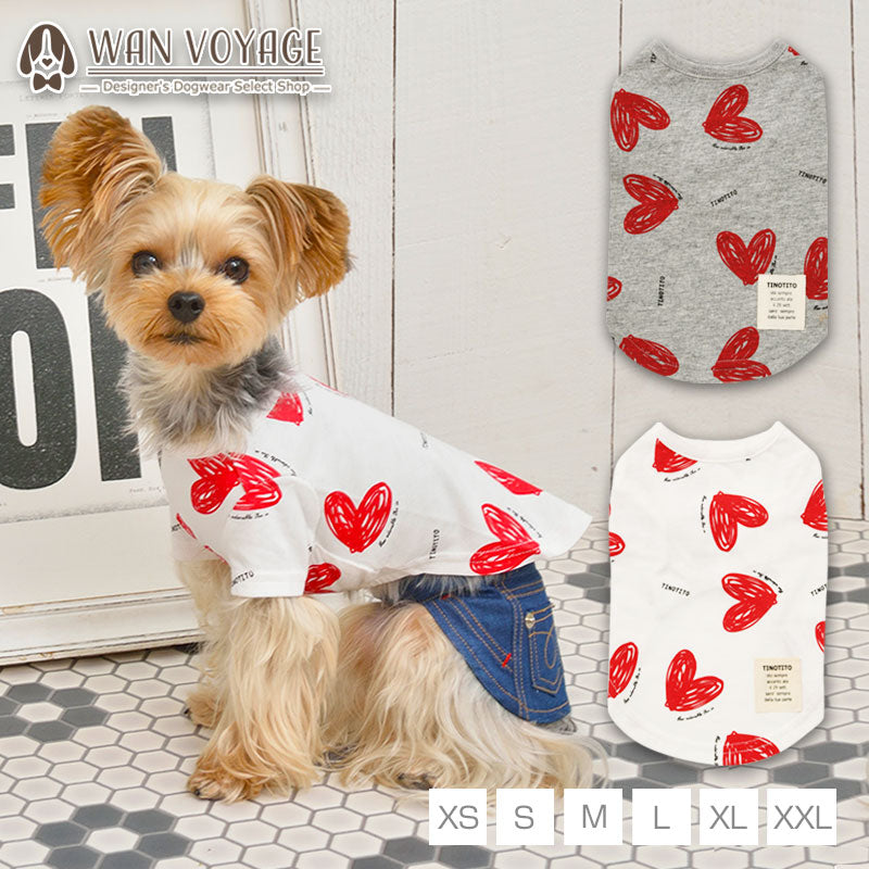 ハート柄プリントTシャツ XS/S/M/L/XL/XXL TINOTITO-ティノティート