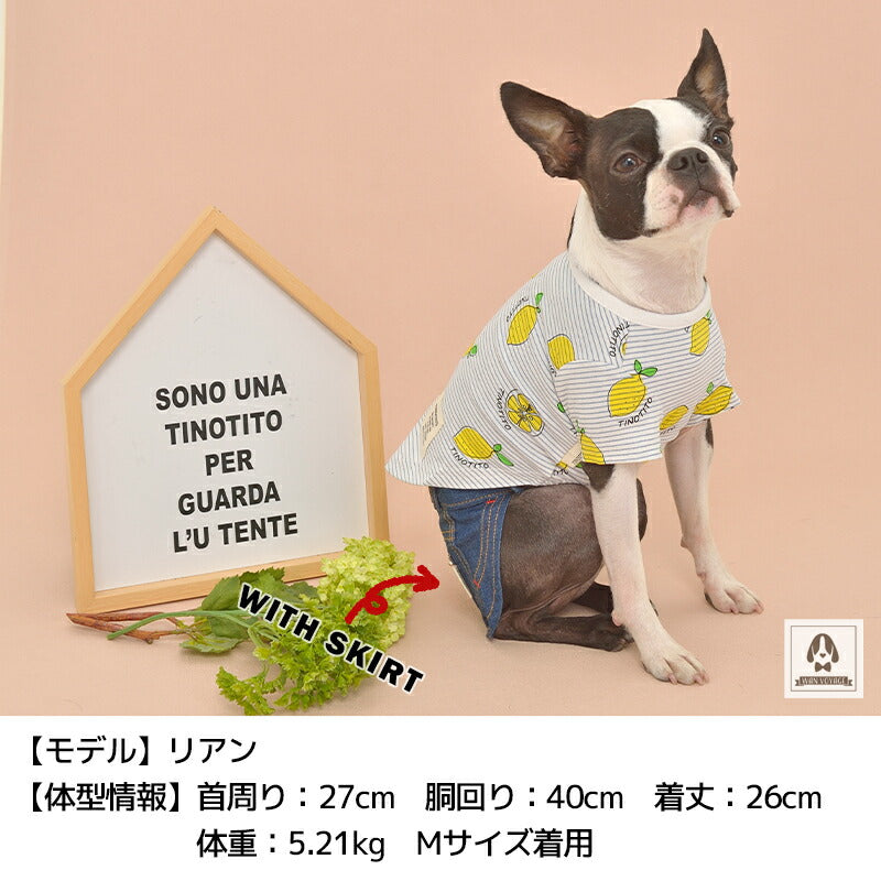 レモン柄Tシャツ XS/S/M/L/XL/XXL TINOTITO -ティノティート- 犬服