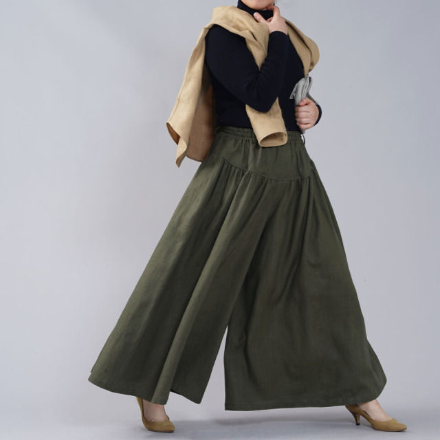 ikkuna ギャザードパンツ リネン100% ikkuna ギャザードパンツ リネン
