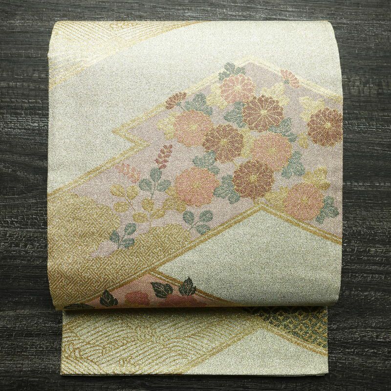 袋帯 琳派巻絵文 六通柄 美品 フォーマル用 正絹 古典柄 箔 金通し