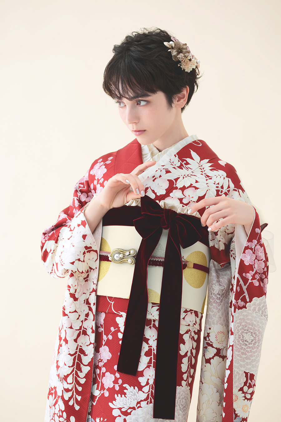 新品 帯締め 帯揚げ 半衿 重ね衿 セット 振袖用 成人式 黒 2025年