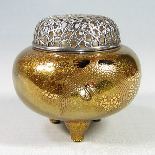 輪島塗香炉蒔絵金箔吉野桜慶塚