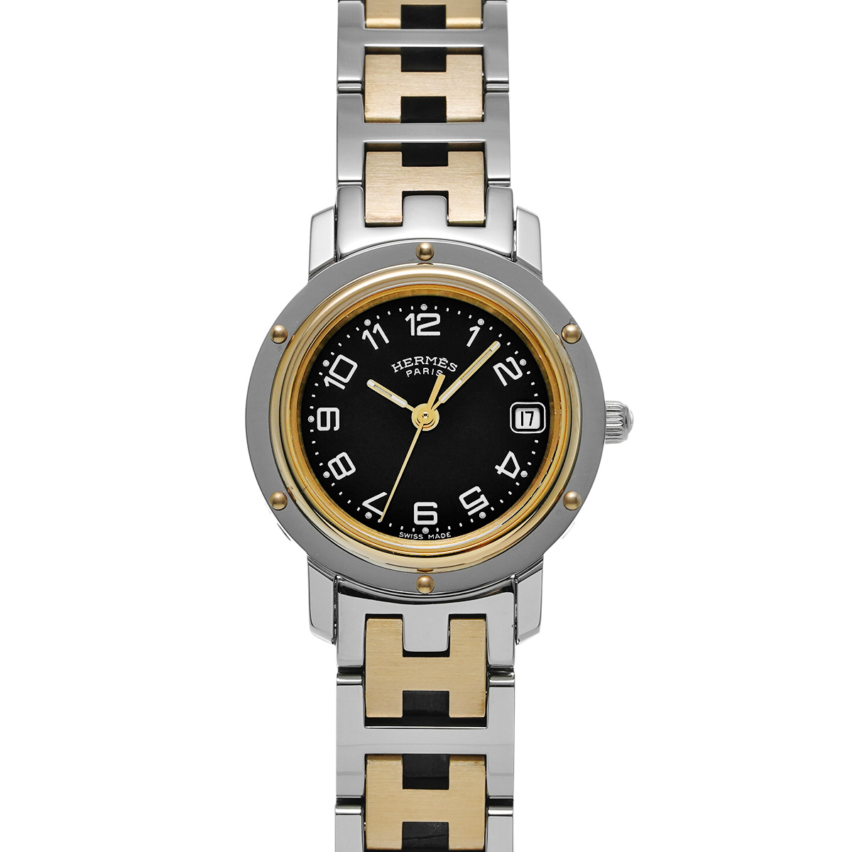 エルメス クリッパー CL4.220 ブラック レディース 時計 【中古