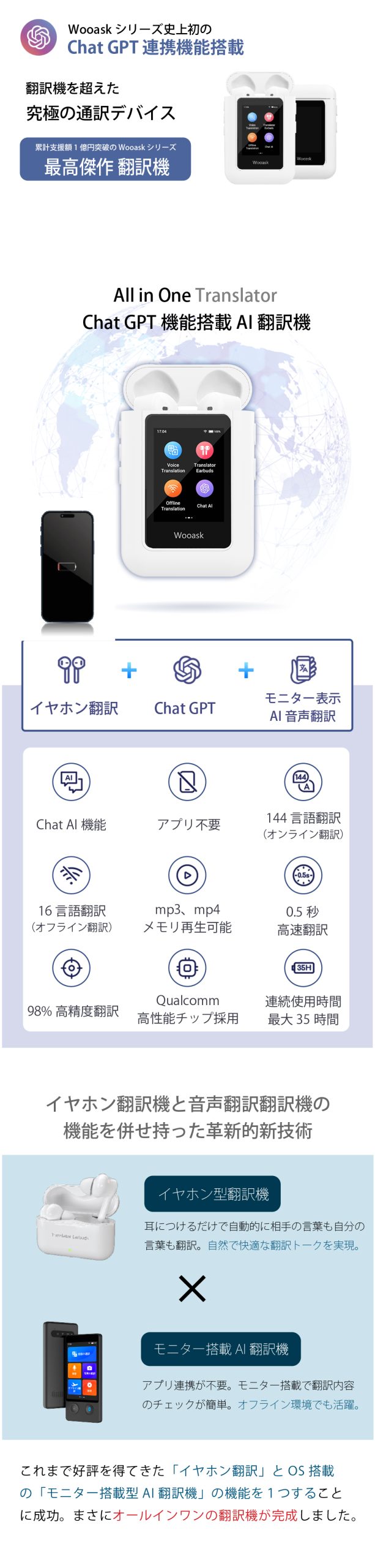新製品CF支援者様募集中!!】日本初登場！ ChatGPT搭載！ イヤホン型と