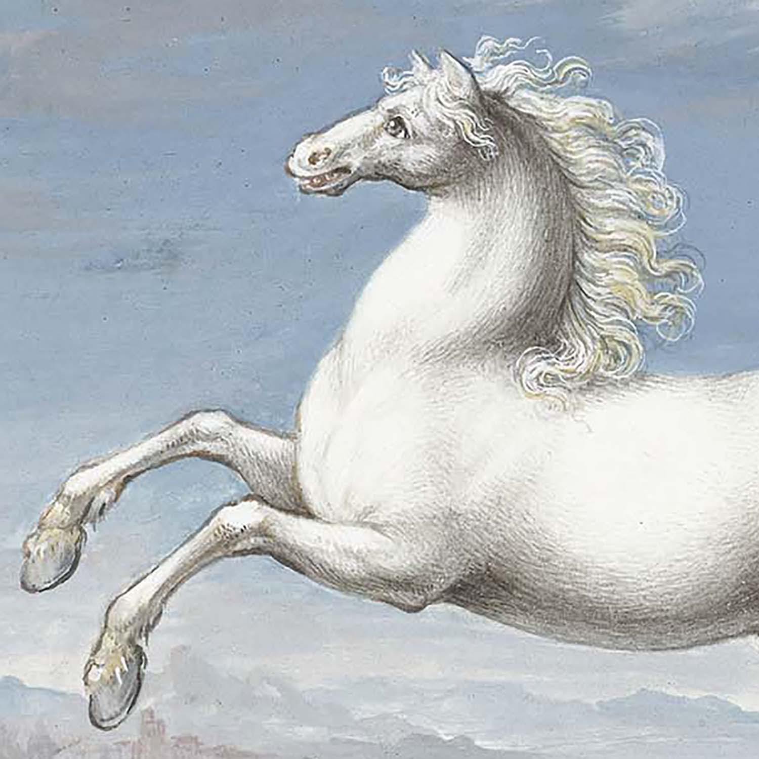 フランフラン 白い馬のアート作品 大判 ブランド アート ポスター