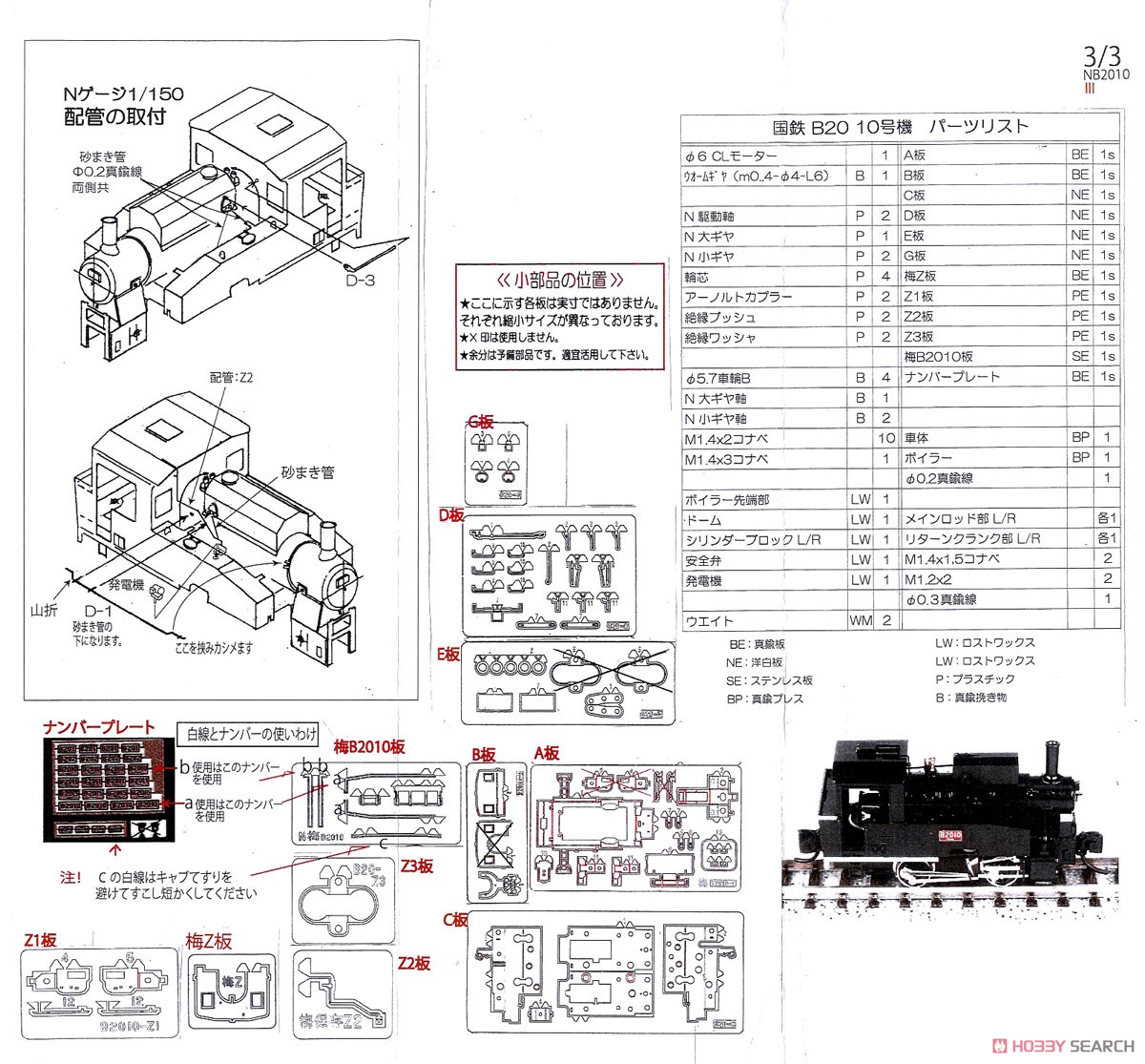 国鉄 B20 10号機 蒸気機関車 III (リニューアル品) 組立キット