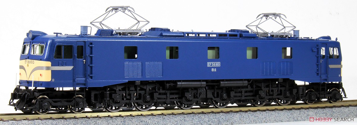 希少】国鉄EF58 21号機 電気機関車模型／金属製・展示台＆架線柱付き
